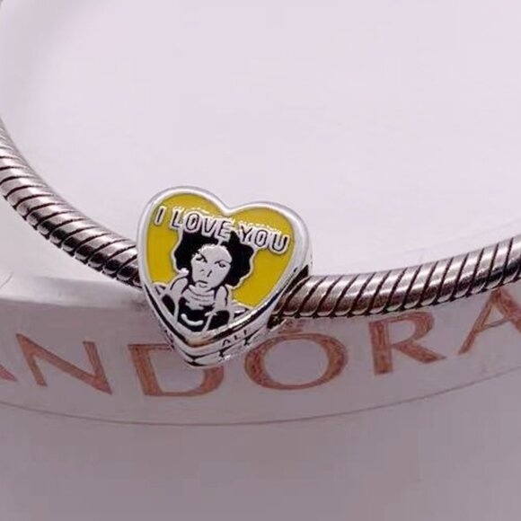 Pandora STAR WARS Han Solo Princess Leia I Love You, I Know Charm Heart - Picture 2 of 3